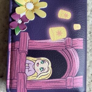 Purple Cartoon Wallet with Floral Design